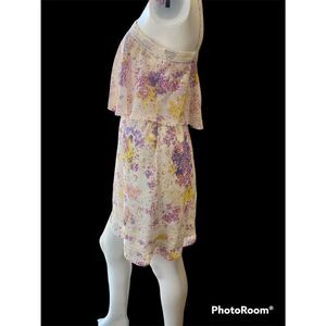 GUESS Ivory Lilac Floral Dress Embroidery Trim​​​​